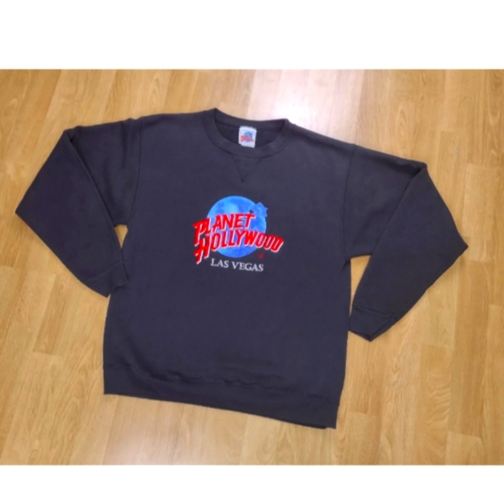 Vintage planet Hollywood sweatshirt,Large,black, crew neck,no stains,made in USA